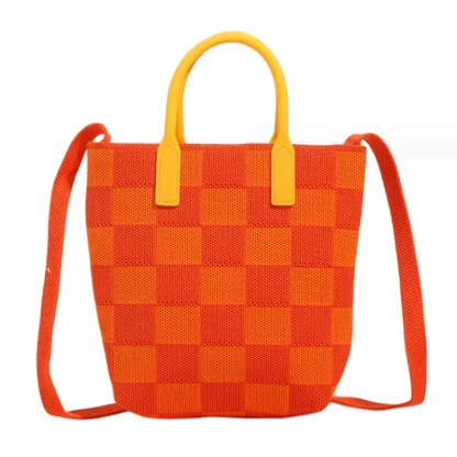 Chic Checkered Beach Bag - Image 2