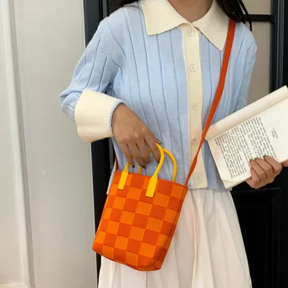 Chic Checkered Beach Bag - Image 5