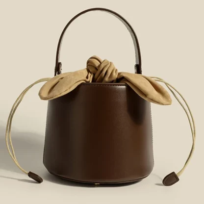 Bow Accent Bucket Beach Bag - Image 2