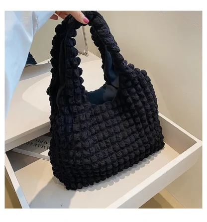 Trendy Pleated Shoulder Beach Bag - Image 3