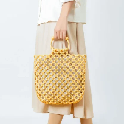 Hollow Out Beaded Beach Bag - Image 3