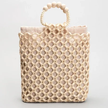 Hollow Out Beaded Beach Bag - Image 4