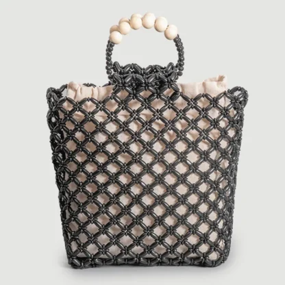 Hollow Out Beaded Beach Bag - Image 5