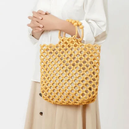 Hollow Out Beaded Beach Bag