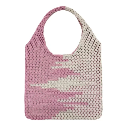 Two-Color Knitted Beach Bag - Image 6