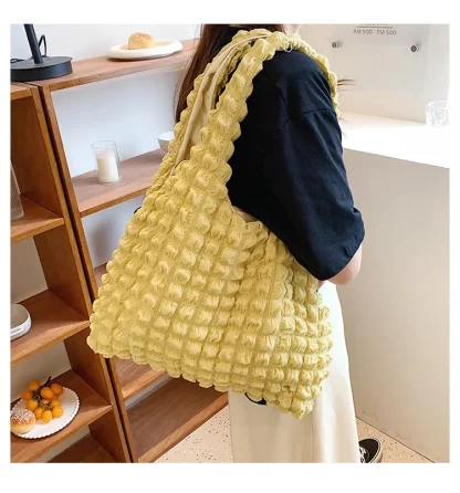Trendy Pleated Shoulder Beach Bag - Image 5
