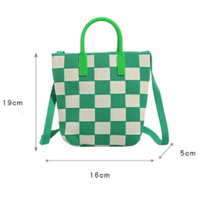 Chic Checkered Beach Bag - Image 7