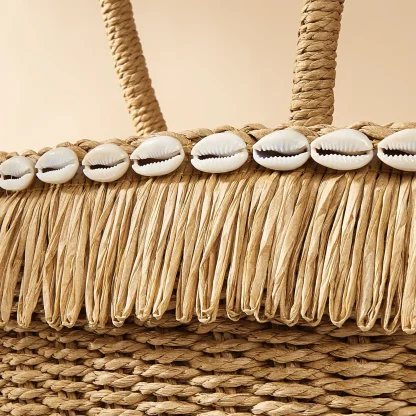 Tropical Tassel Straw Beach Bag - Image 6