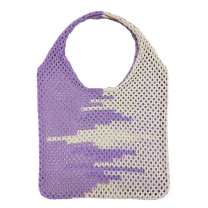 Two-Color Knitted Beach Bag - Image 5