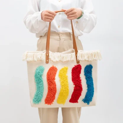 Simple Canvas Tote Shoulder Bag - Image 4