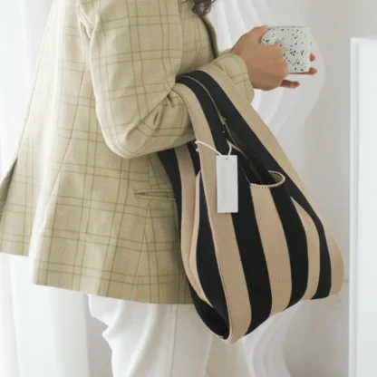 Chic Stripe Large Beach Bag
