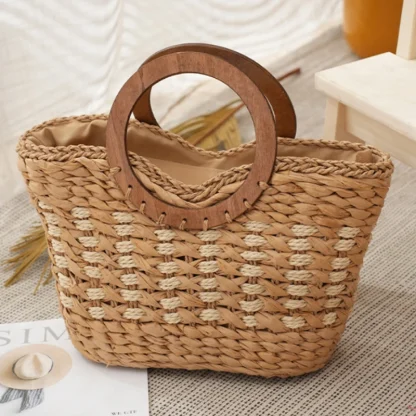 Chic Round Handle Beach Bag - Image 2
