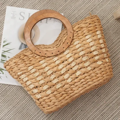 Chic Round Handle Beach Bag - Image 3