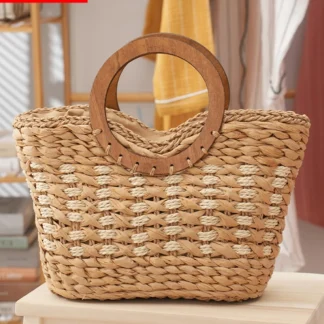 Chic Round Handle Beach Bag