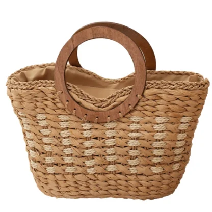 Chic Round Handle Beach Bag - Image 5