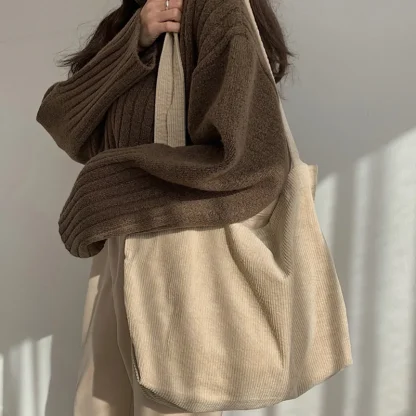 Simple Corduroy-Like Beach Bag - Image 2